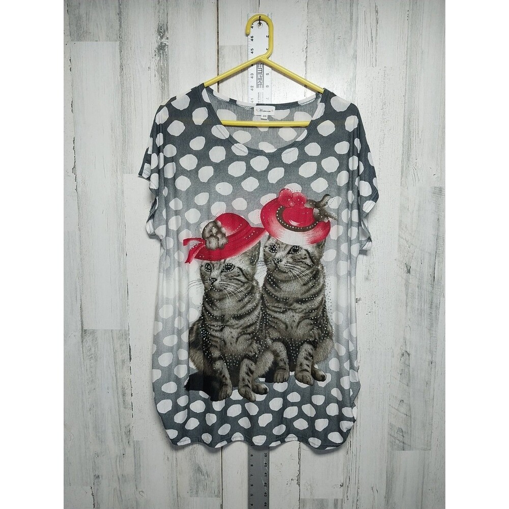 Aronia One Size Cats With Hats Rhinestone Top